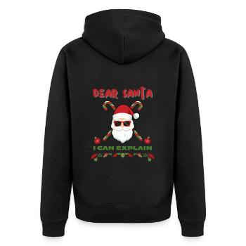 Dear Santa I Can Explain Bad Behavior Funny - Unisex Premium Organic Zip Hoodie - black - Back - Nico (187cm)