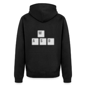 Computer WASD Tastatur Tasten - Unisex Premium Bio Zip Hoodie - Schwarz - Hinten - Nico (187cm)