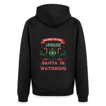 Be Nice To The Nurse Santa Is Watching - Unisex Premium Organic Zip Hoodie - black - Back - Nico (187cm)
