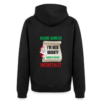 Dear Santa I've Been Naughty And It Was Worth It - Unisex Premium Organic Zip Hoodie - black - Back - Nico (187cm)