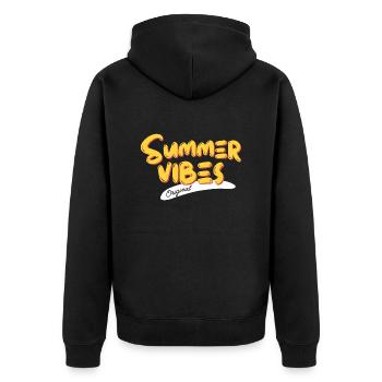 Summer Vibes Original - Unisex Premium Bio Zip Hoodie - Schwarz - Hinten - Nico (187cm)