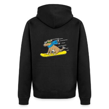 Snowboard Hund - Unisex Premium Bio Zip Hoodie - Schwarz - Hinten - Nico (187cm)