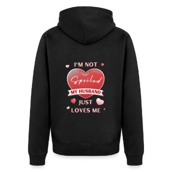 Je ne suis pas gâtée mon mari m’aime juste cœur rouge - Veste à capuche bio Premium Unisexe - noir - Dos - Nico (187cm)