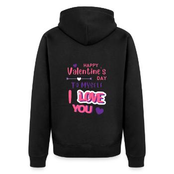Happy Valentine's Day To Myself I Love You - Unisex Premium Organic Zip Hoodie - black - Back - Nico (187cm)