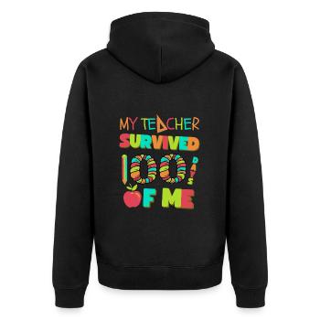 My Teacher Survived 100 Days Of Me 100 School Days - Unisex Premium Organic Zip Hoodie - black - Back - Nico (187cm)