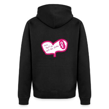 Was soll ich mit liebe von Iza Fabian Shirt Shop - Unisex Premium Bio Zip Hoodie - Schwarz - Hinten - Nico (187cm)