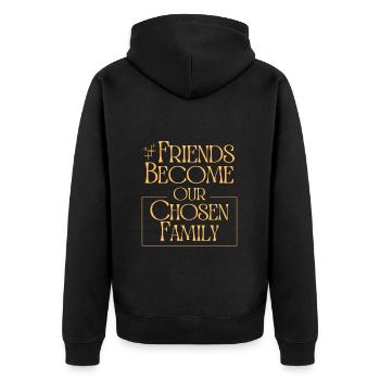 Freunde werden unsere auserwählte Familie True Friend Zitat - Unisex Premium Bio Zip Hoodie - Schwarz - Hinten - Nico (187cm)