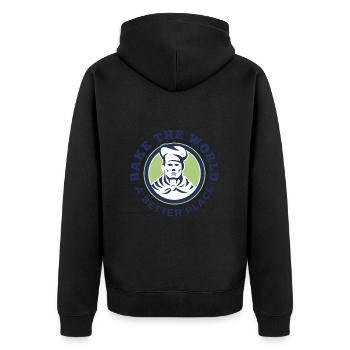 Bake The World A Better Place Pastry Chef - Unisex Premium Organic Zip Hoodie - black - Back - Nico (187cm)