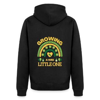 Growing A Wee Little One St. Patrick's Day Rainbow - Unisex Premium Organic Zip Hoodie - black - Back - Nico (187cm)
