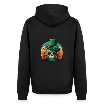 Sunset Sugar Skull Wearing A Hat St Patrick"s Day - Unisex Premium Organic Zip Hoodie - black - Back - Nico (187cm)