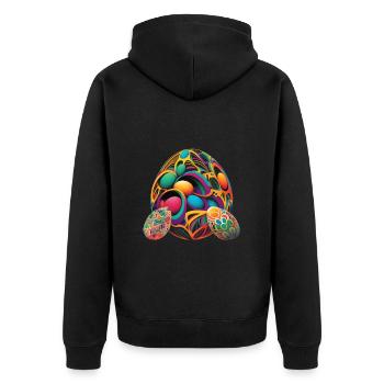 Eine abstrakte Interpretation von tollen Easter Eggs - Unisex Premium Bio Zip Hoodie - Schwarz - Hinten - Nico (187cm)