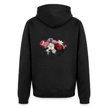 Aquarell Blumen - Unisex Premium Bio Zip Hoodie - Schwarz - Hinten - Nico (187cm)