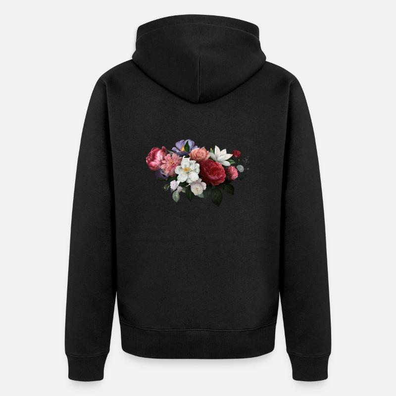 Fleurs aquarelles - Veste à capuche bio Premium Unisexe - noir