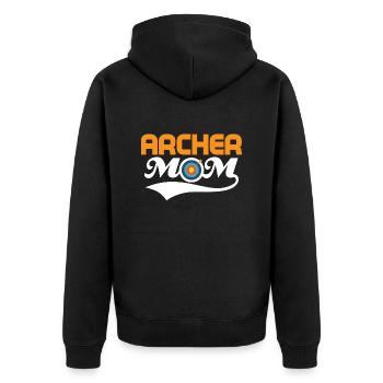 Archer Mom Bow & Arrows Target Archery - Unisex Premium Bio Zip Hoodie - Schwarz - Hinten - Nico (187cm)