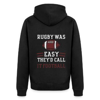 Rugby Was Easy They'd Call It Fo... - Unisex Premium Bio Zip Hoodie - Schwarz - Hinten - Nico (187cm)
