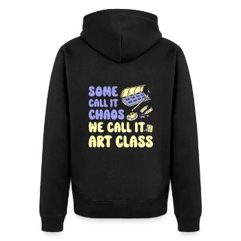 Kunstlehrer Lustiger Spruch Kunstkurs Kunstklasse - Unisex Premium Bio Zip Hoodie - Schwarz - Hinten - Nico (187cm)