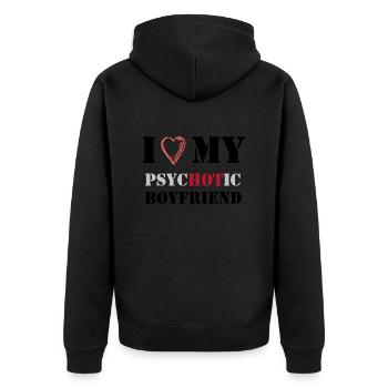 i love my psychotic boyfriend - Unisex Premium Organic Zip Hoodie - black - Back - Nico (187cm)