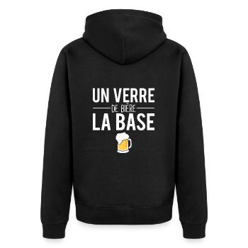 Une verre de bière la base mousse pression humour - Veste à capuche bio Premium Unisexe - noir - Dos - Nico (187cm)