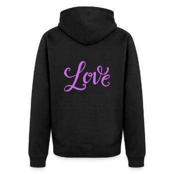LOVE - Unisex Premium Bio Zip Hoodie - Schwarz - Hinten - Nico (187cm)