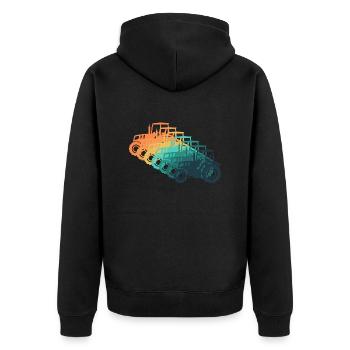 Oldtimer-Traktor - Unisex Premium Bio Zip Hoodie - Schwarz - Hinten - Nico (187cm)