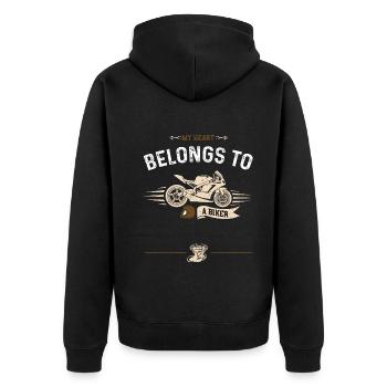 My Heart Belongs To A Biker - Unisex Premium Organic Zip Hoodie - black - Back - Nico (187cm)