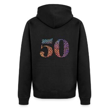 50th Anniversary Leopard - Unisex Premium Organic Zip Hoodie - black - Back - Nico (187cm)