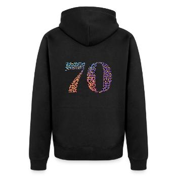 70th Anniversary Leopard - Unisex Premium Organic Zip Hoodie - black - Back - Nico (187cm)