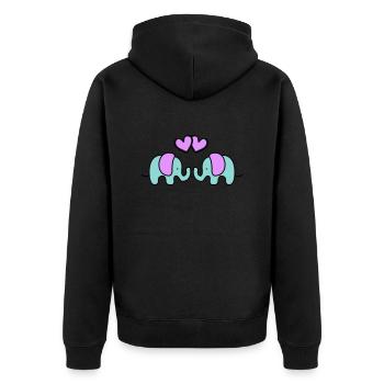 baby elefanten - Unisex Premium Bio Zip Hoodie - Schwarz - Hinten - Nico (187cm)
