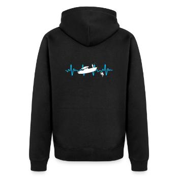 Heartbeat Fishing Angler Boat - Unisex Premium Organic Zip Hoodie - black - Back - Nico (187cm)