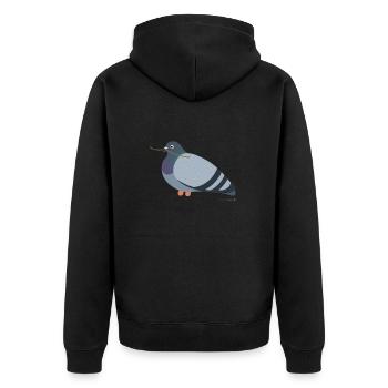 Taube mit einem Ast im Schnabel - Unisex Premium Bio Zip Hoodie - Schwarz - Hinten - Nico (187cm)