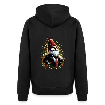 Chef gnome with fairy lights - Unisex Premium Organic Zip Hoodie - black - Back - Nico (187cm)
