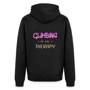 Klettern - Unisex Premium Bio Zip Hoodie - Schwarz - Hinten - Nico (187cm)