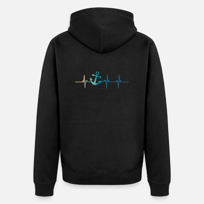 Battement de cœur ancre mer - Veste à capuche bio Premium Unisexe - noir