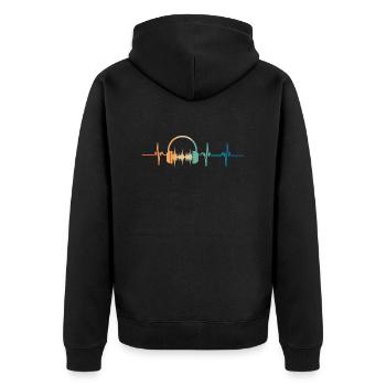 Heartbeat Musik-Kopfhörer - Unisex Premium Bio Zip Hoodie - Schwarz - Hinten - Nico (187cm)