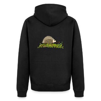 Igel - Unisex Premium Bio Zip Hoodie - Schwarz - Hinten - Nico (187cm)
