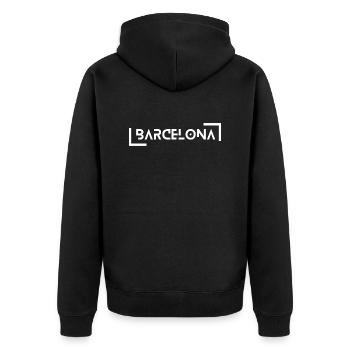 Barcelona - Unisex Premium Organic Zip Hoodie - black - Back - Nico (187cm)