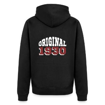 Original 1930 - Unisex Premium Bio Zip Hoodie - Schwarz - Hinten - Nico (187cm)
