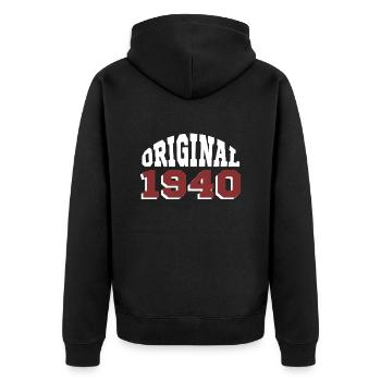 Original 1940 - Unisex Premium Organic Zip Hoodie - black - Back - Nico (187cm)