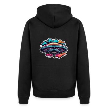 Alien / Spaceship / UFO / Area 51 / All / Mars - Unisex Premium Organic Zip Hoodie - black - Back - Nico (187cm)