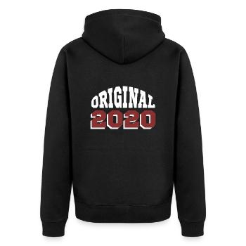 Ursprünglich: 2020 - Unisex Premium Bio Zip Hoodie - Schwarz - Hinten - Nico (187cm)