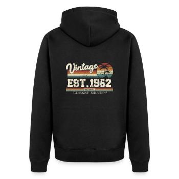 1962 Vintage Vintage Retro Geburtstagsgeschenk - Unisex Premium Bio Zip Hoodie - Schwarz - Hinten - Nico (187cm)
