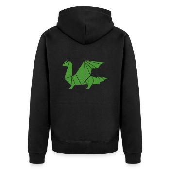 dragon origami - Unisex Premium Organic Zip Hoodie - black - Back - Nico (187cm)