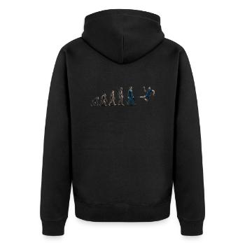 Evolution Handball 06 2024 Zeichenfläche 1 - Unisex Premium Bio Zip Hoodie - Schwarz - Hinten - Nico (187cm)