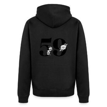 Numéro 59 floral noir - 59e anniversaire floral - Veste à capuche bio Premium Unisexe - noir - Dos - Nico (187cm)