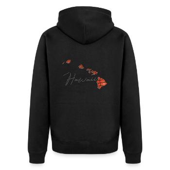 Echter Basketball in der Hawaii State Landkarte HI - Unisex Premium Bio Zip Hoodie - Schwarz - Hinten - Nico (187cm)