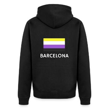 Non binary Pride Flag Barcelona - Unisex Premium Organic Zip Hoodie - black - Back - Nico (187cm)