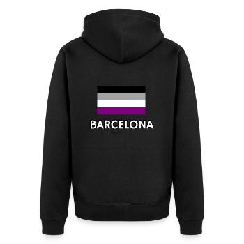 Drapeau de la fierté asexuelle Barcelone - Veste à capuche bio Premium Unisexe - noir - Dos - Nico (187cm)