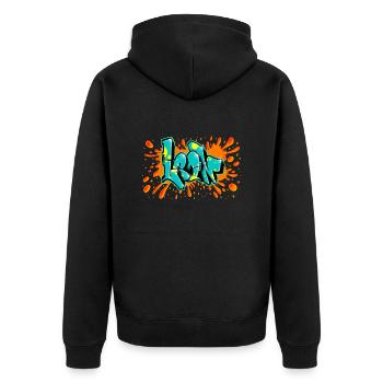 Leon graffiti red splash printable on everything - Unisex Premium Organic Zip Hoodie - black - Back - Nico (187cm)