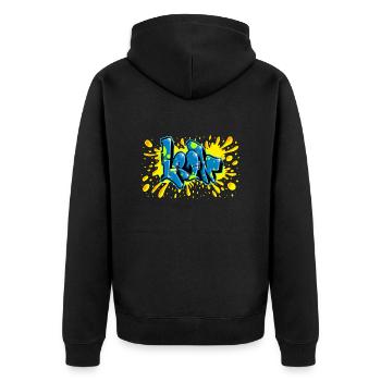 Leon graffiti splash name printable on everything - Unisex Premium Organic Zip Hoodie - black - Back - Nico (187cm)