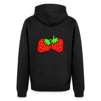erdbeeren - Unisex Premium Bio Zip Hoodie - Schwarz - Hinten - Nico (187cm)